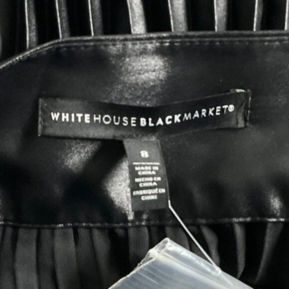 White House Black Market Pleated Midi Skirt Asymmetric Hem Bow Size 8 Elegant - Picture 3 of 12